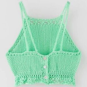 Zara Crochet Green Knitted Kids Top Size 11-12